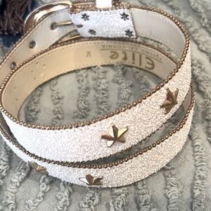 VTG Elite of Fresno, Bright Gold Stars,Shiny Sparkle on White Belt,Exclt. Cond